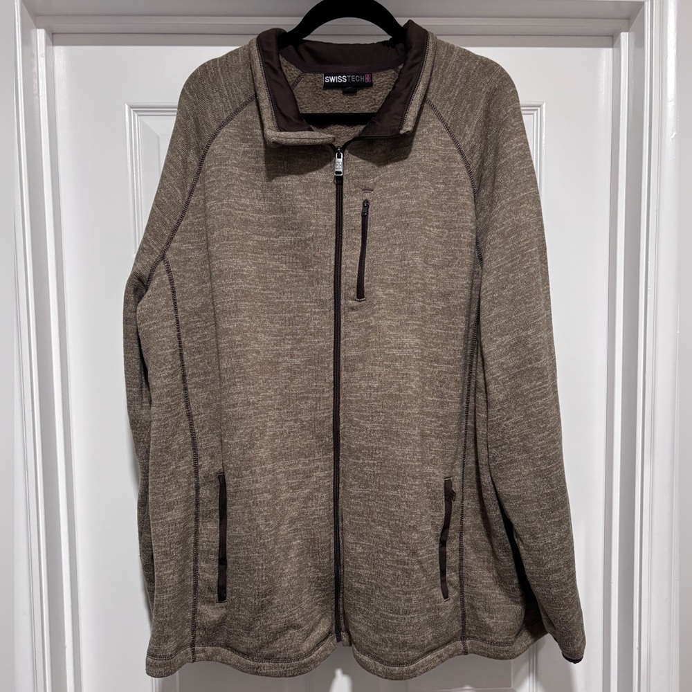0087- Swiss Tech 3XL Khaki Full Zip Fleece Jacket